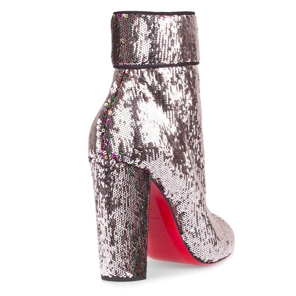 Christian Louboutin Moulamax 100 Silver Sequin Bootie Size 41 - Picture 3 of 15